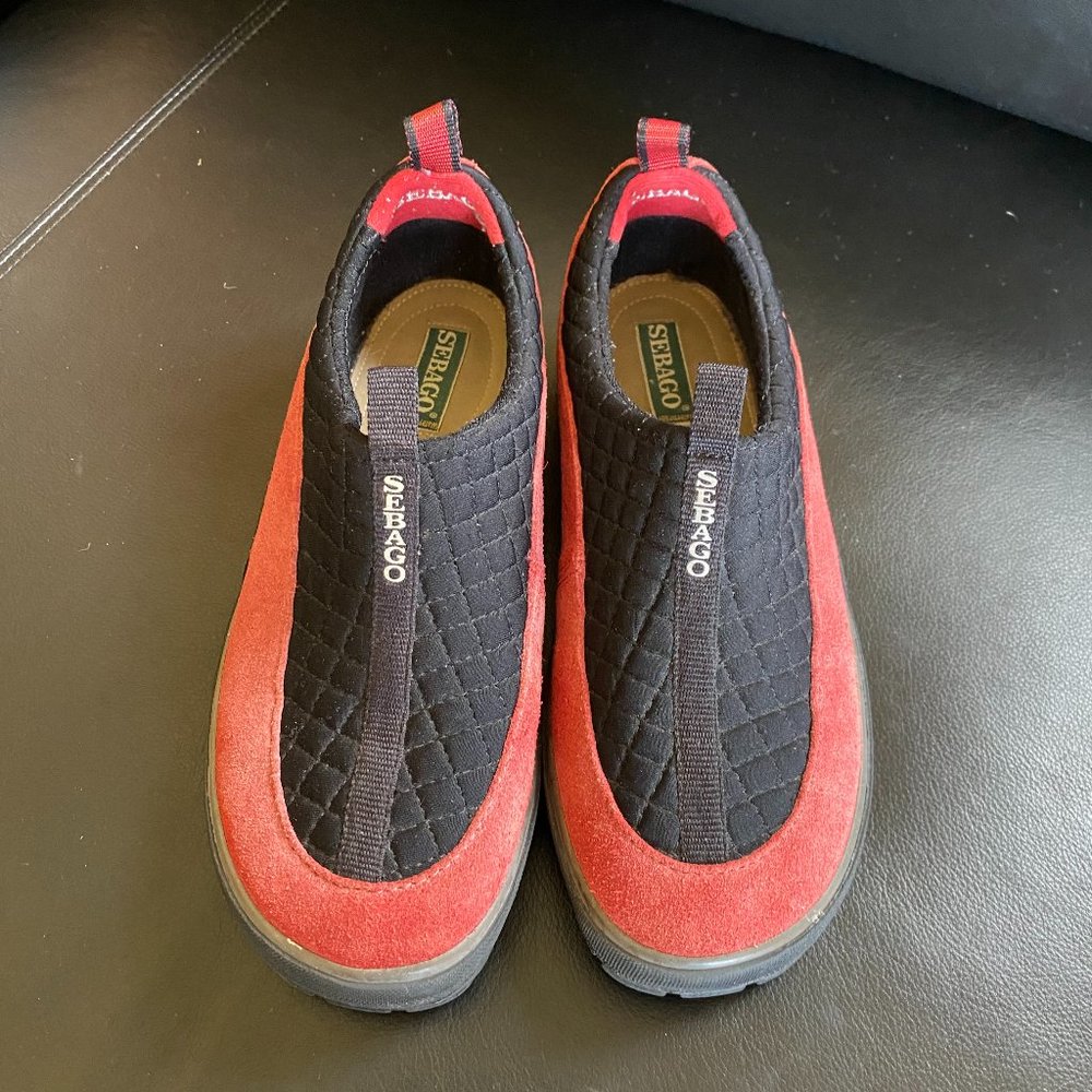 Women's Sebago Red Suede Leather Slip On Shoes